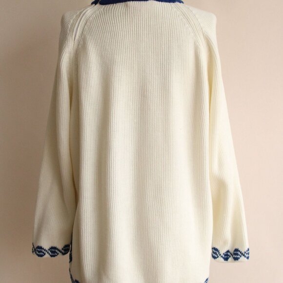 Vintage 1970s Sweater, The Campus Shop Nordic Style Blue and White Jumper - Picture 10 of 10